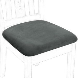 6Pcs Velvet Dining Chair Seat Cover Slipcovers, 18"x8" Dark Gray